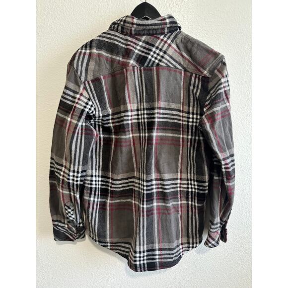 Dickies Men's Heavy Gray Striped Flannel Button Down Pocket Shirt Size M - Picture 2 of 6